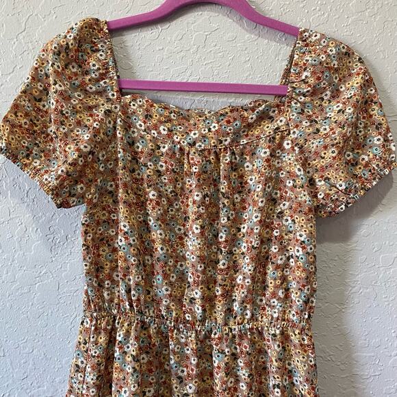 Monteau Brown Floral Dress Size XS EUC - Picture 3 of 9